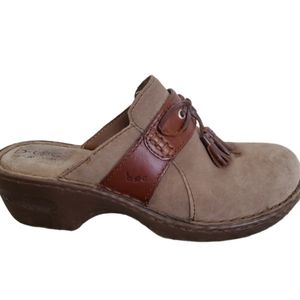 Born Tan Suede and Leather Clogs Size 9